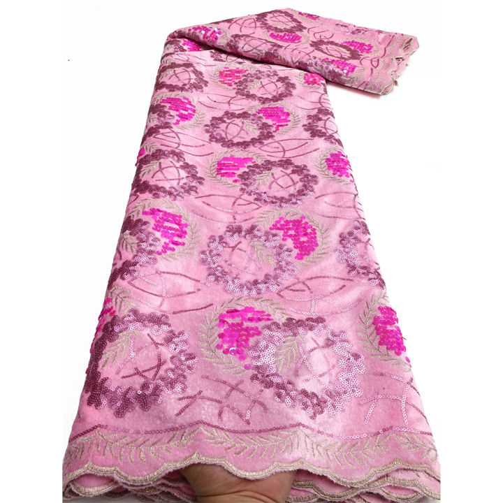 Clearance%20sale%20Fashion%20African%20Velvet%20Lace%20Fabric%20High%20Quality%20Women%20Party%20Sequin%20Embroidery%20Nigerian%20Lace%20Materials%20-%20Image%202
