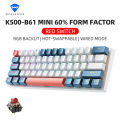 Machenike K500-B61 Mini Mechanical Keybaord 60% Form Factor 61Keys Gaming Keybaord Wired Full Key Hot-Swappable RGB Backlit. 