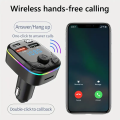 1pc Bluetooth 5.0 Car FM Transmitter PD Type-C Dual USB Ambient Player MP3 Charger Type-C Wireless Light 18W Handsfree PD QC3.0. 