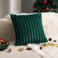 Cozy Faux Fur Plush Throw Pillow Cover - Fluffy Striped Winter & Christmas Decorative Cushion Case with Zipper Closure for Sofa. 