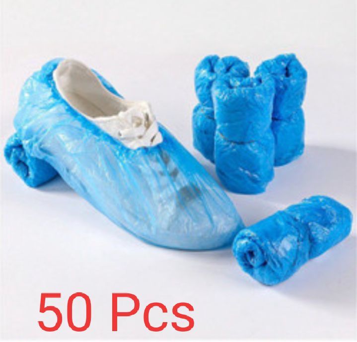 50 Pack Disposable Plastic Overshoes Carpet Protector for Shoes and Boots to Protect Carpets and Floors