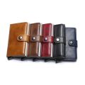 ID Credit Bank Card Holder with Hasp Wallet Men Anti Rfid Blocking Protected Magic PU Leather Slim Mini Small Money Wallets Case. 