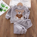 New Winter Baby Girls Boys Homewear Sets Autumn Fashion Flannel Fleece Clothes Kids Cartoon Bear Sleepwear Children Pajamas. 