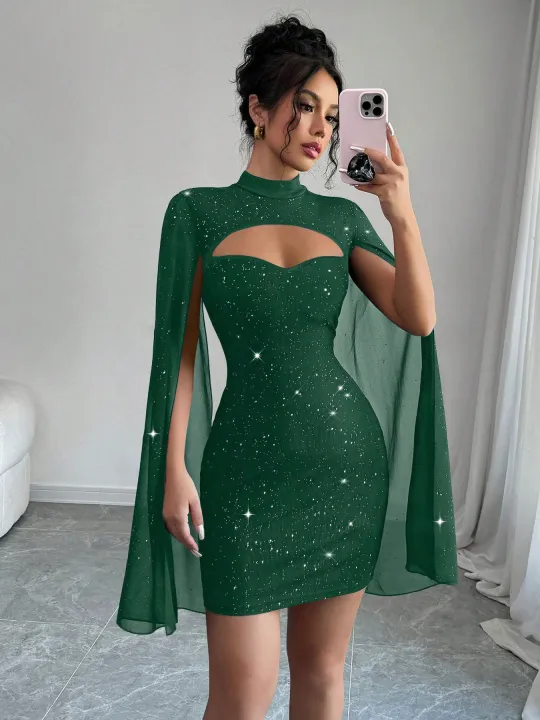 %20Women's%20Stand%20Collar%20Cape%20Mini%20Dress%20Sequins%20Sparkling%20Club%20Party%20Night%20Out%20Fitted%20Bodycon%20Elegant%20Autumn%20Winter%20-%20Image%207