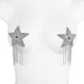 1pair Tassel Rhinestone Star Nipple Stickers Women Bra Nipple Cover Reusable Wear Silicone Nipple Pasties Chest Stickers.