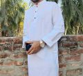 Stylish semi long khadi panjabi -White Big Panjabi - Panjabi For Men.