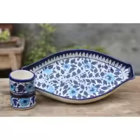Rice Dish|Serving Dish|Serving Set|Dinnerware|Serveware|3 piece Set|Handmade and Handpainted|Multani Blue Pottery|Cerami