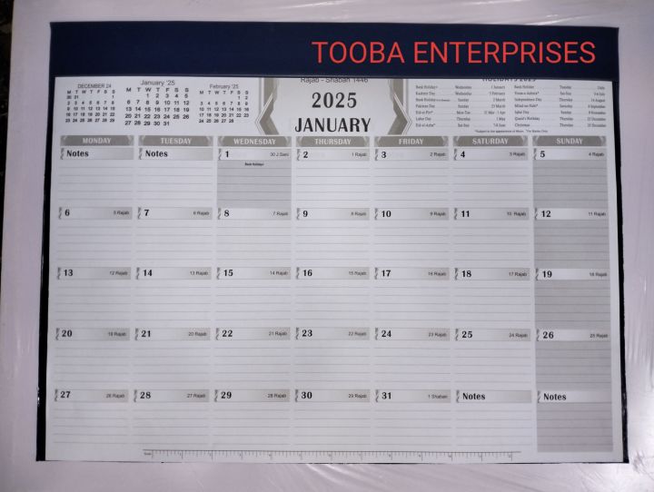 2025 Table Planner with Rexene base for Monthly, Weekly and Daily planning with calendar
