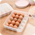 20-Grid Single Layer Egg Storage Container with Lid | Refrigerator Organizer. 