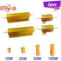 2PCS 10W 25W 50W 100W Metal Shell Case Wirewound Resistor  0.1~1K ohm Aluminum Power Resistance Load Resistor 0.1ohm 3ohm  50ohm. 