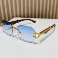 Cycling Rimless Hexagon Sunglasses Men Gradient Lens Square Sun Glasses for Women 2024 Luxury Brand Designer Eyewear UV400. 