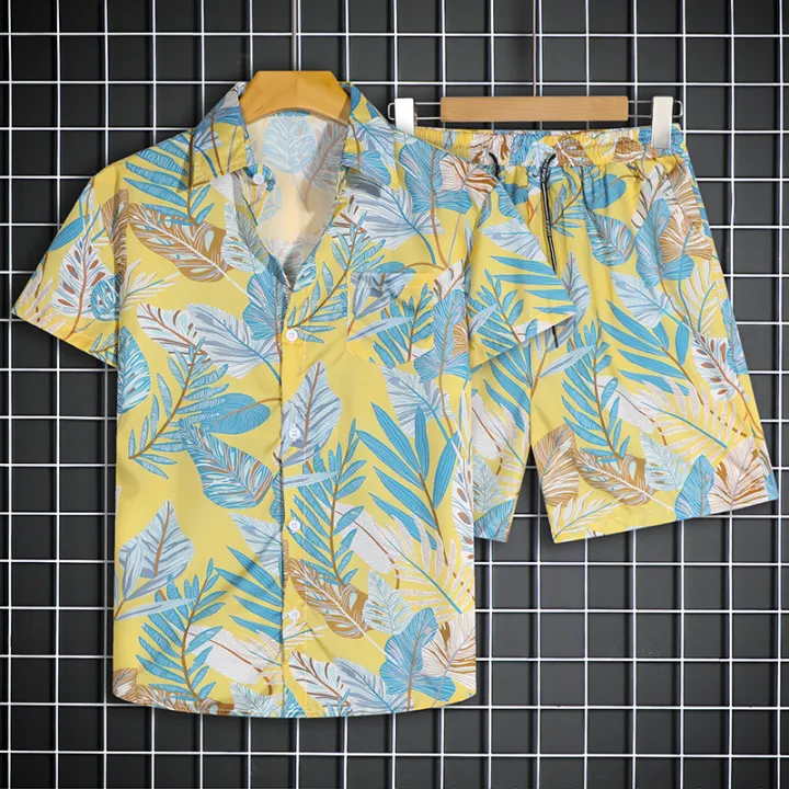 Hawaii%20Short-sleeved%20Flower%20Shirts%20and%20Shorts%20Set%20for%20Men%20and%20Women%20Loose%20Beach%20Vacation%20Wear%20Summer%20Thin%20Couples%20Clothing%20-%20Image%204