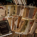 60 pcs Retro traces book page material paper series tore up old book pages Text plants old Newspaper decorative material paper. 