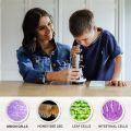 IQCrew By AmScope M30 Series 52-pcs STEM Microscope Kit for Kids 120X-1200X Magnification with Metal Body, Plastic Slides, LED Light and Storage Box. 