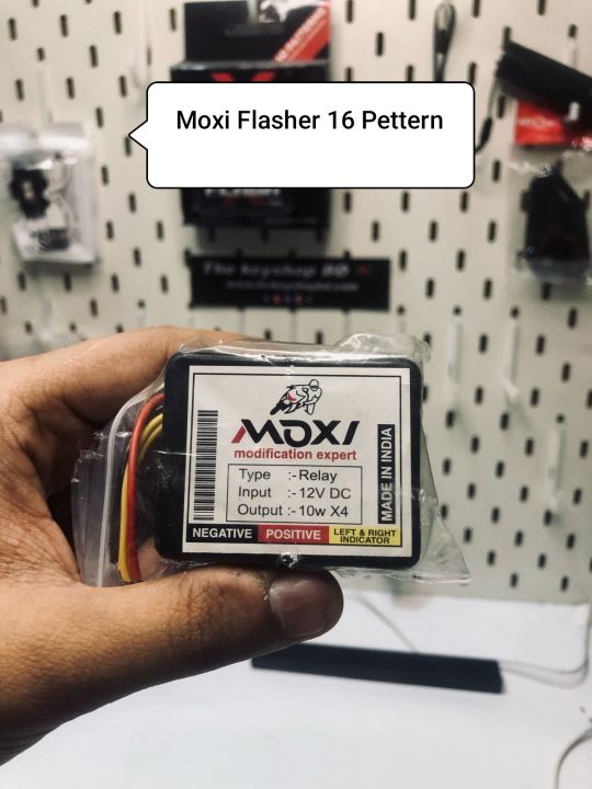 Motorbike Hazard Flasher moxi 16 Different Pattern Flasher Relay for LED & Bulb Indicators 4 Cables (Made In India)