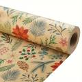 1 Roll 10m Large Size Christmas Themed Gift Wrapping Paper Plant Leaves Flowers Decoration Kraft Paper DIY Gift Wrapping Supplies. 