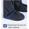 Rain Boot Shoe Cover Black Waterproof with Reflector High Top Clear Shoes Dust Covers for Motorcycle Bike Rain Cover Men Women. 