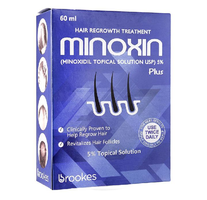 Minoxin Plus Topical Hair Regrowth Solution (Minoxidil 5%), 60ml - Brookes Pharma