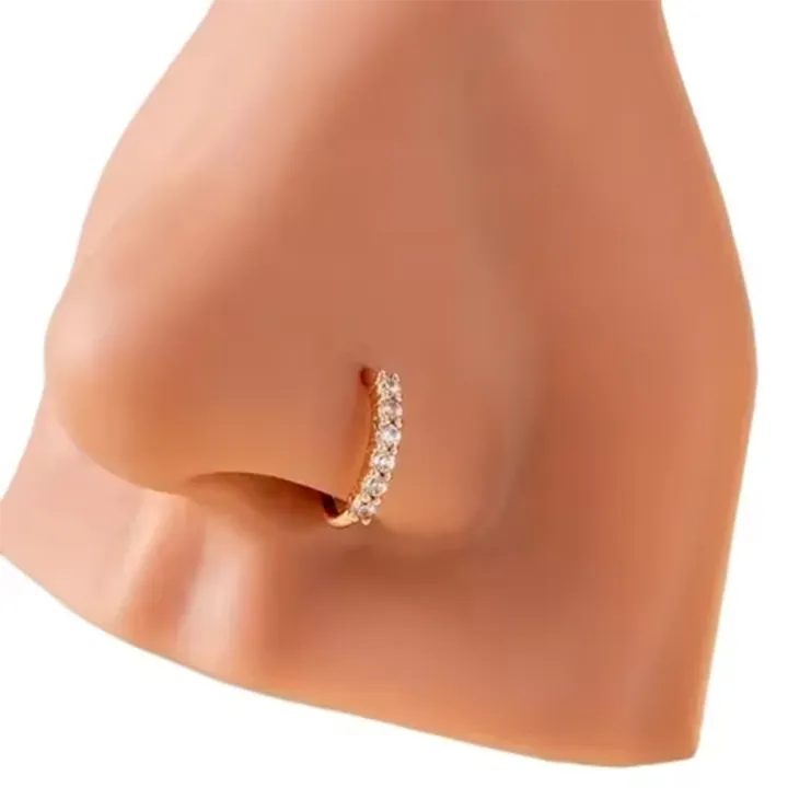 Single-row%20miniature%20zircon%20ultra-sparkle%20fine%20drill%20exquisite%20with%20drill%20opening%20ring%20nose%20stud%20nose%20pierced%20nose%20ring%20Earrings%20-%20Image%203