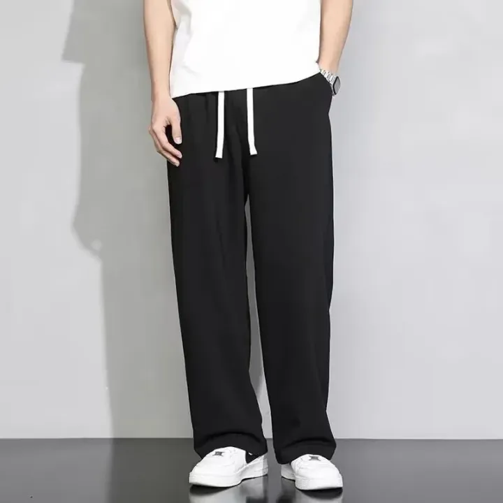 Men's%20Grey%20Loose-fit%20Straight-leg%20Casual%20Pants%20Summer%20Lightweight%20Draped%20Wide-leg%20Sweatpants%20For%20Men%20Comfortable%20Long%20Pants%20-%20Image%204