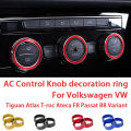 3pcs Metal Car AC Adjust Knob Decoration Ring Cover For Volkswagen VW 2017-2019 Tiguan Atlas T-roc Ateca FR Passat B8 Variant. 