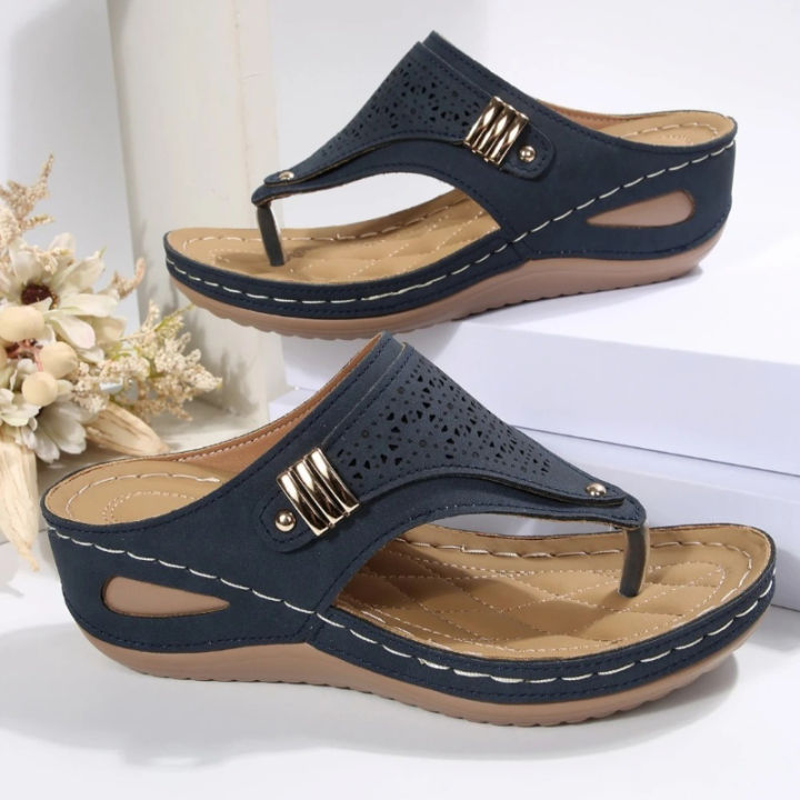 2026%20New%20Women's%20Orthopedic%20Sandals%20Casual%20Wedge%20Sandals%20Breathable%20Thick%20Bottom%20Beach%20Shoes%20Comfortable%20Pinch%20Toe%20Sandals%20-%20Image%204
