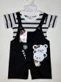 Cute Baby Romper Set 6 Months – 3 Years | White & Black Striped T-Shirt + Black , Red , Yellow , Orange , Turquoise Romper with Bear Print | Infant Outfit for Daily Wear, Birthday, Party & Outdoor.