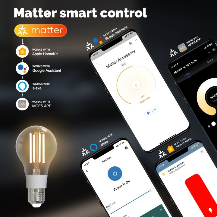MOES%20Tuya%20Matter%20E27%207W%20Smart%20LED%20Filament%20Bulb%20806Lm%20Dimmable%202700K-6500K%20Adjustable%20White%20Voice%20Control%20Alexa%20%20Home%20-%20Image%204