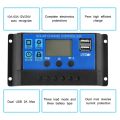 60A/50A/40A/30A/20A/10A 12V/24V Auto Solar Charge Controller PWM Controllers LCD Dual USB 5V Output Solar Panel PV Regulator. 