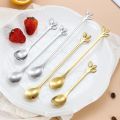 Creative Stainless Steel Leaves Spoon and Fork Gold Silver Coffee Ice Cream Tea Stirring Spoons Kitchen Tableware Decoration.