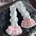 Y2K Girl Lolita JK Goth Women’s Sleeve Cover Half Finger Yarn Tutu Gothic Lolita Arm Warmers Wrist Cuffs Lace Ruffled Gloves.