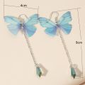 2 Simple Temperament Fresh Blue Butterfly Shape Crystal Tassel Pendant Earrings Ms. Fashion Items Holiday Travel Leisure Ball. 