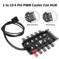 TEUCER PC Cooler Fan HUB 1 to 10 12V 4 Pin PWM Splitter Extension Supply Socket Concentrator.