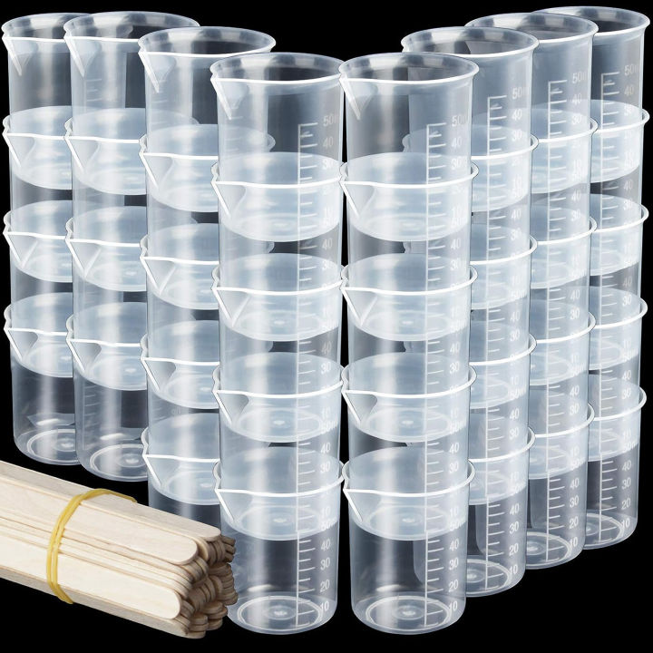 5/20 pcs Epoxy Resin Casting Tools Kit Including 5pcs 50ml Measuring Cups, 10pcs Wooden Sticks, 5pcs 100ml Measuring Cups