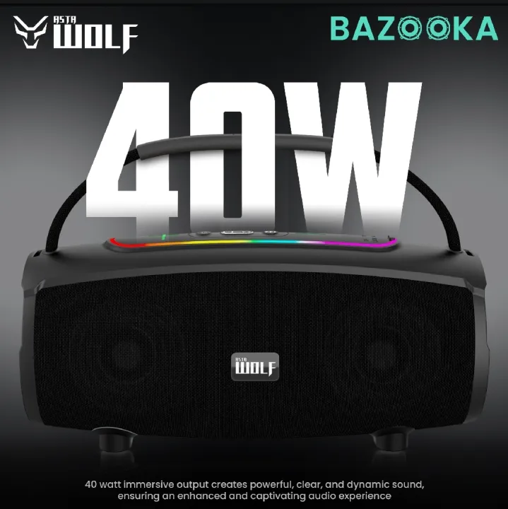 Asta%20WOLF%20BAZOOKA%2040W%20Bluetooth%20Speaker%20%7C%208000mAh%20Battery%20%7C%207%20Hours%20Playtime%20%7C%20RGB%20Lights%20%7C%20IPX5%20Water%20Resistant%20%7C%20Dual%20Fusion%20Mode%20%7C%20USB,%20TF,%20AUX%20-%20Image%203