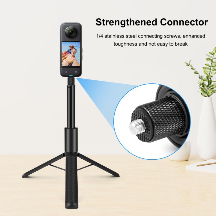 PULUZ 1.22m Retractable Invisible Selfie Stick with Tripod For Insta360 X5 X4 / X4 Air / X3 Panoramic Action Camera Accessories