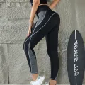 Women Splicing Fitness Leggings Elastic Slim Leggings High Waist Fashion Hip Liftting Sports Yoga Tights Gym Workout Trousers. 