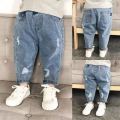 Korean new boys and girls high-waisted jeans, children's porn jeans, boys with loose fashion dad pants 0-5 year old trousers. 