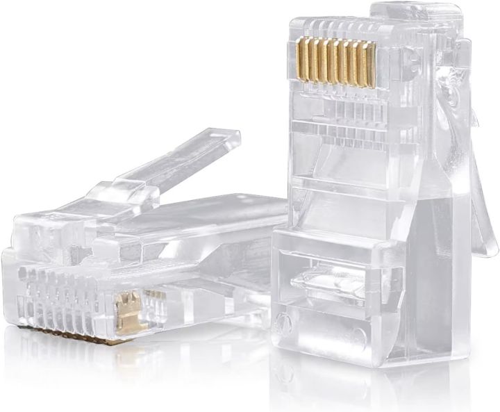 Cat5e Unshielded RJ45 Crystal Head Gold-Plated Contact Ethernet Cable Connector for Home Office