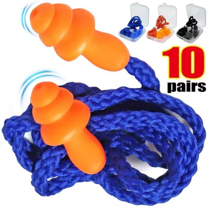 Corded Ear Plugs Reusable Silicone Earplugs with String Banded Earbuds ...