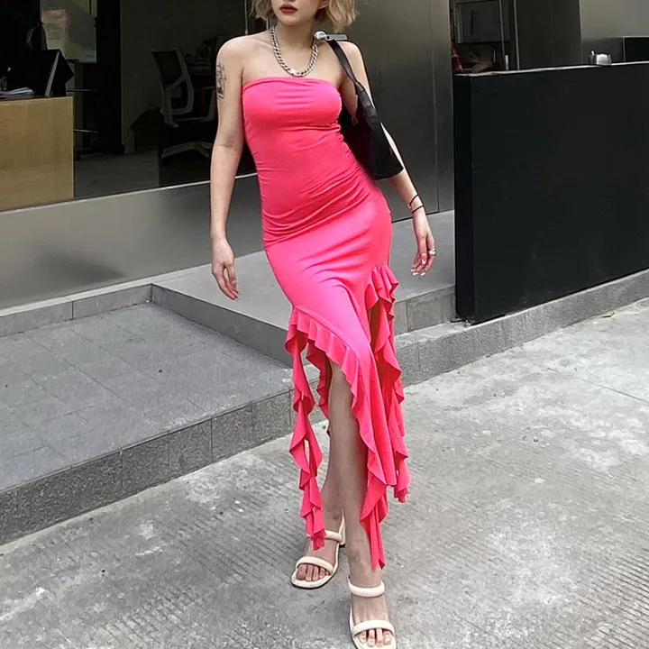 2024%20Spring/Summer%20European%20and%20American%20Fashion%20Trend%20Women's%20New%20One%20Shoulder%20Bra%20Wrap%20Hip%20Slim%20Fit%20Irregular%20Dress%20-%20Image%202