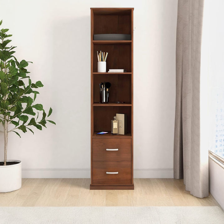 Modern Design Bookshelf with 2 Drawer, Display Rack, Modern Library Bookshelves, for Home Offices, Living Rooms, and Bedroom & Industrial Display 72x16''