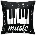 Sofa Upholstery Cushion Cover Home Decor Soft Square Pillowcase Music Piano Keys Black. 