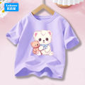 2025 Cute Bear Print Graphic T Shirts for Kids Clothes Cotton Loose Short Sleeve Tops Girls Casual Tees Children's Clothing XWW1. 