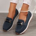 Spring New Women's Buckle Low-top Casual Shoes Fashion Round-toed Vulcanized Shoes Comfortable Slip-on Women's Flat Shoes. 
