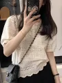 ZANZEA Puff Short Sleeve Women Blouses Casual Summer 2024 Lace Embroidery Korean Fashion Shirts O Neck Hollow Out Solid Blusas. 