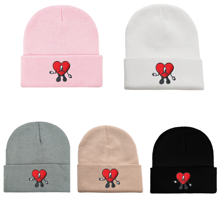 Personality Bad Bunny Warm Hat Anime Cosplay Windproof Versatile Knitting Embroidery Cap Trend Outdoor Hat Costume Party