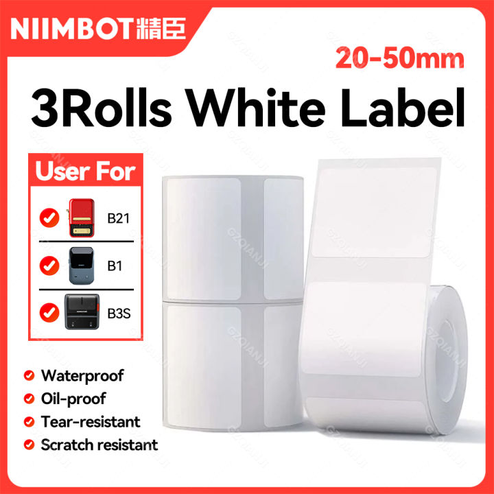 Self Sticker Roll 3 Rolls Niimbot Label Sticker Paper Roll Waterproof For B1 B21 Mini ...