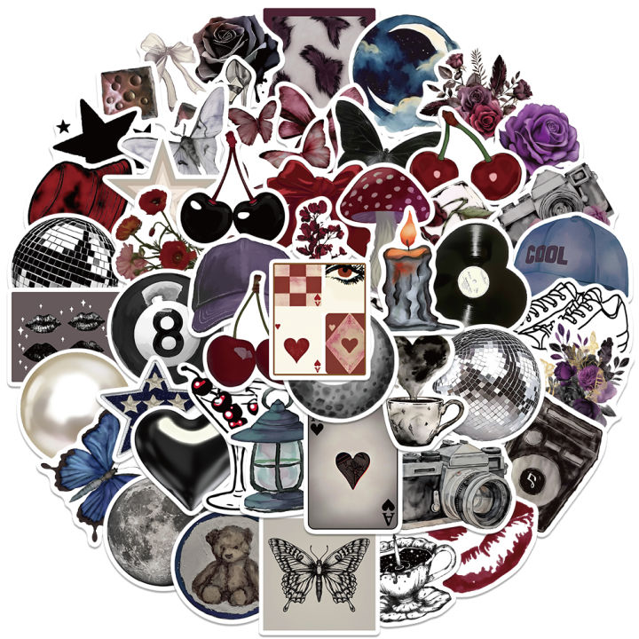 50PCS Aesthetic Pinterest Adults Sticker Y2K Cool Stickers Decoration Suitcase Phone Helmet Phone Laptop Stationery Cute Decals