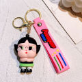 Cute Powerpuff Girls Figure Keychain Anime Cartoon Keyring Jewelry Pendent Car Key Accessories Ornament Toy Xmas Gift for Kids. 